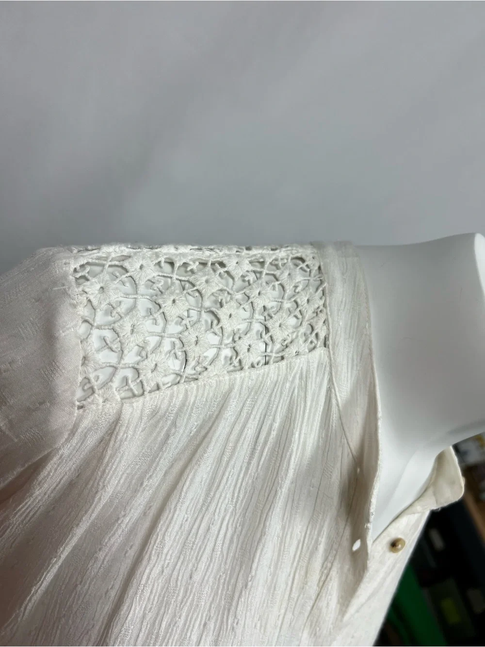 NWT Free People Ivory Button-Front Long sleeve Lovely Lacy Blouse
